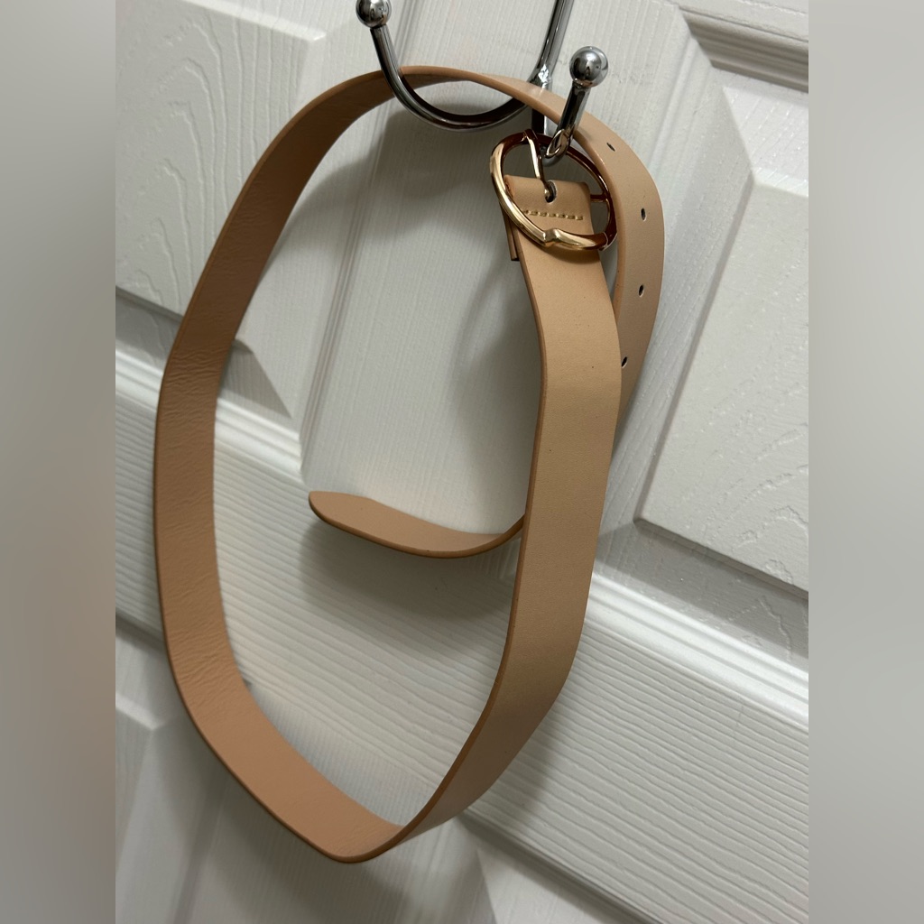 Set Of 2 Belts Black  Tan Belts With Round Gold Buckles